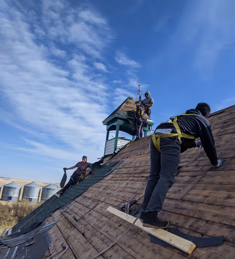 crew on roof